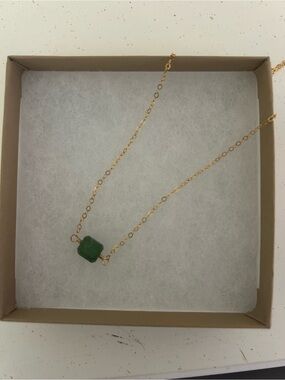 Gold Chain Necklace with Green Seaglass